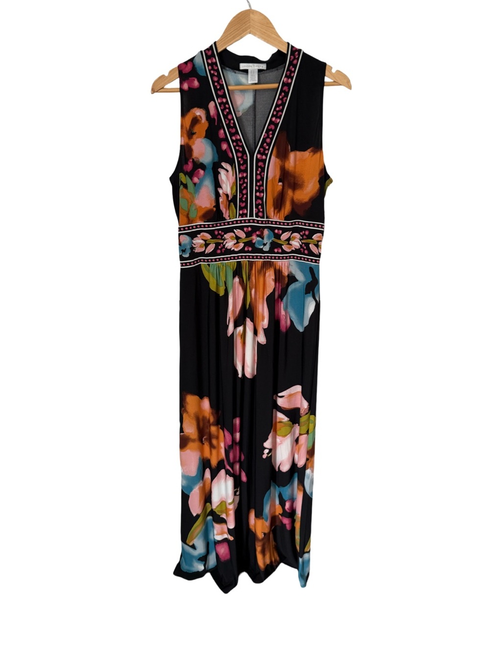 London Times Sleeveless V-Neck Floral Maxi Dress NWT Size 12 - Picture 4 of 9